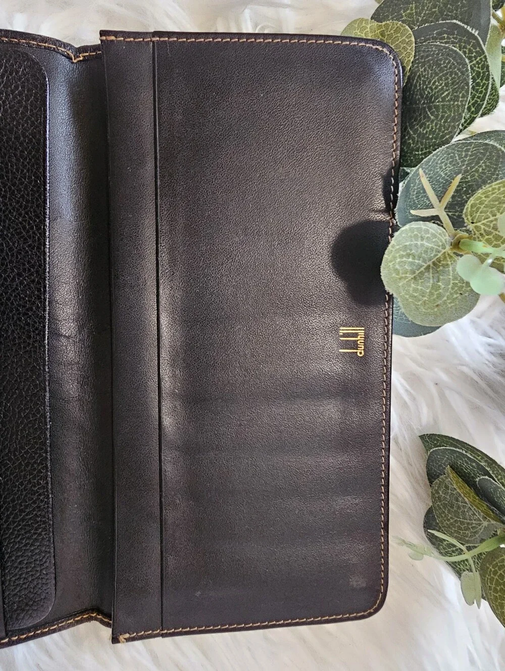 Dunhill Black Leather Long Wallet with Silver Accent preloved